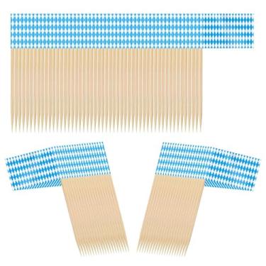 Imagem de Palitos de dente com bandeira, mini bandeiras de dupla face, 100 peças de alimentos bávaros para coquetéis aperitivos charcutaria decoração de cozinha