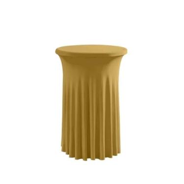 Imagem de Toalha de mesa de coquetel branca estilo saia elegante comercial reunião bar redondo capa elástica, dourada, 60 cm redonda 110 cm altura