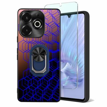 Imagem de Tuxiwei Capa de TPU para UMIDIGI G9x de 6,7 polegadas, compatível com protetor de tela Umidigi G9X Flim, com suporte giratório integrado para dedo [suporte magnético para carro] arte geométrica
