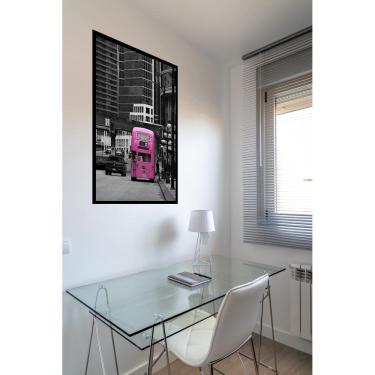 Imagem de Quadro Decorativo Londres Bonde Rosa - 70X50Cm