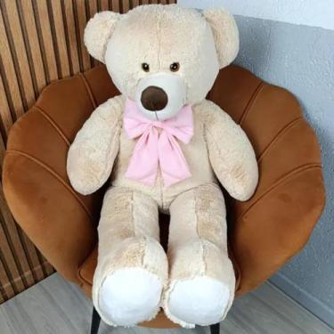 Imagem de Urso pelúcia 50 e 100cm com laço removível - cor doce de leite - Mini 