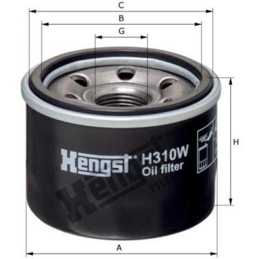 Imagem de Filtro de óleo Smart Fortwo 2007 a 2016 HENGST H310W