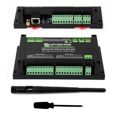 Imagem de Waveshare Placa de controle industrial ESP32-S3 com entrada e saída digital de 8 canais, processador Xtensa LX7 Dual-core integrado de 32 bits, até 240 MHz, com vários circuitos de proteção de