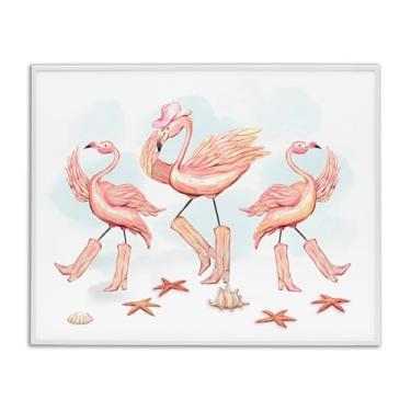 Imagem de Stupell Industries Dancing Cowboy Flamingos Branco Emoldurado Giclee Art Design por Ziwei Li, 61 x 76