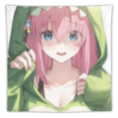 Imagem de LIEGBMEU Tapeçaria sexy de anime menina 152 x 152 cm arte de colcha de parede decoração de tapeçaria caprichosa AF150