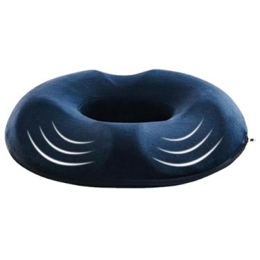 Imagem de Almofada de donut feminina respirável para alívio da dor no cóccix para hemorróidas, almofada de assento de espuma viscoelástica com suporte de perna e capa de zíper para casa, escritório, alívio da