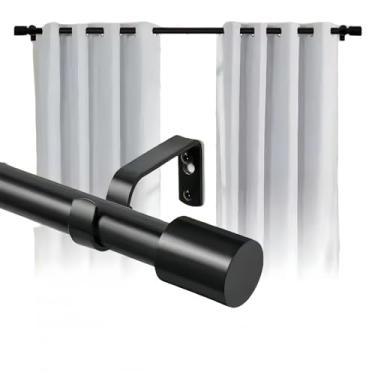 Imagem de Varão de Cortina Liga de aço carbono retrátil 46-366 cm espessada reforçada silenciosa suave haste romana extensível haste de tensão preta 71-122 cm / 28-48 polegadas