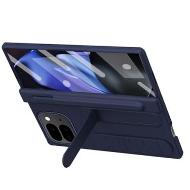 Imagem de LTLMYDAM Capa fina para Google Pixel 10 Pro Fold, mini capa de telefone com alça de pulso, capa de proteção de dobradiça com suporte de caneta, azul, 10 Pro Fold