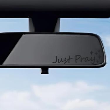 Imagem de 4 decalques Just Pray – Decoração de carro inspiradora para espelhos retrovisores, acessório automotivo feminino adequado, presente para ela (preto)