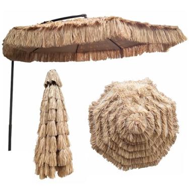 Imagem de GLDDFDG Dossel de substituição de guarda-chuva de pátio de 3 m, guarda-chuva Tiki de palha estilo havaiano, guarda-sol de praia, guarda-sol de mesa ao ar livre, dossel para 8 costelas, apenas dossel