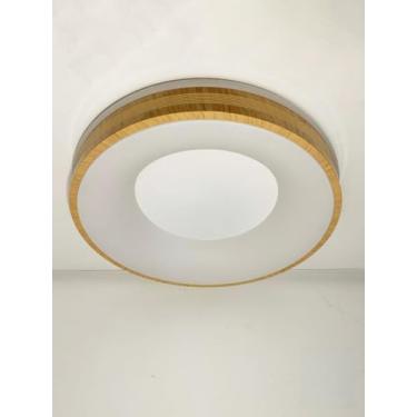 Imagem de Plafon LED Sobrepor Moderno, 45W, 40cm, Metal Cor Madeira, 3 Temperaturas de Cor, Bivolt