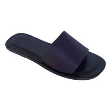 Imagem de Chinelo De Couro Legitimo Feminina Rasteira Confort-Feminino