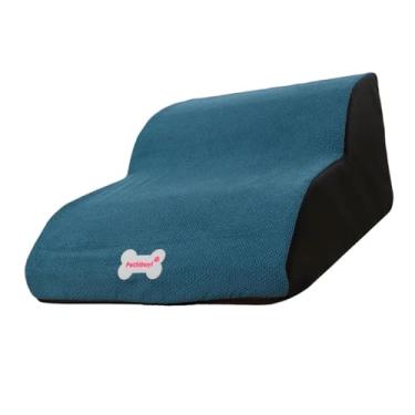 Imagem de MFMEXUL Escada para Cães com 2 Degraus para Cama Alta E Sofá, com Capa Lavável, Degraus de Espuma de Alta Densidade para Cães, Degraus para Animais de Estimaç, Azul