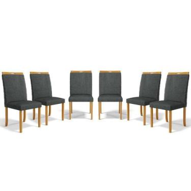 Imagem de Kit Com 6 Cadeiras Agnes Madeira Maciça Estofadas Para Mesa De Jantar 