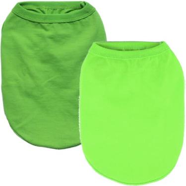 Imagem de Elledia Roupas verdes para animais de estimação, camiseta de algodão coelho coelho, furão, cobaia, lisa, para festa de aniversário, férias de verão, caminhadas, acampamento, praia