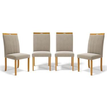 Imagem de Kit Com 4 Cadeiras Aurora Madeira Maciça Estofadas Para Mesa De Jantar