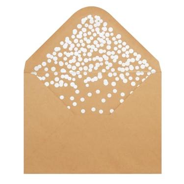 Imagem de Envelopes A7 - Envelopes A7 de luxo com aba em V para cartões de 12,7 x 17,8 cm - para casamento, convites, chá de bebê, fotos, formatura, aniversário - 13,3 cm x 18,4 cm (pacote com 50, confetes