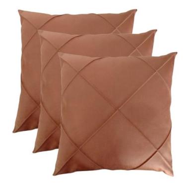 Imagem de Kit 3 Almofada Suede Drapeada Macia Decorativa- 45x45 - Enxovais Anna 