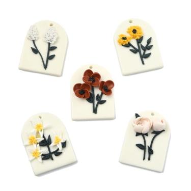 Imagem de UR URLIFEHALL 10 peças, 5 estilos, arco com flor, pingentes florais bonitos feitos à mão para pulseira, colar, brincos, chaveiros, joias