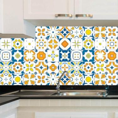 Imagem de Adesivo de Azulejo - Ladrilho Hidráulico - 20cm x 20cm - 24un - 016Azm