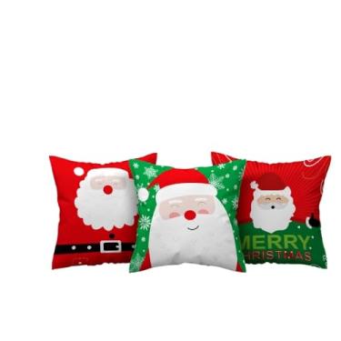 Imagem de Almofadas Decorativas Conjunto de Fronhas Decorativas com ZíPer de 4 PeçAs Perfeito para DecoraçãO de Quarto e Sala de Estar(01 NATAL)