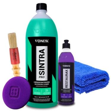 Imagem de Vonixx Kit Limpeza Automotiva, Sintra Pro 1,5L Limpador APC, Restaurax para Plásticos, com Acessórios