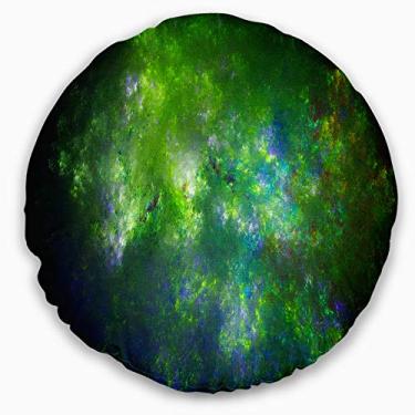 Imagem de Designart Céu fractal verde com estrelas borrão abstrato sala de estar, sofá, enchimento de almofada + capa de almofada impressa em ambos os lados 50 cm