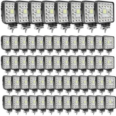 Imagem de MUVKQC Barra de luz LED 123 W 12000 lm luzes quadradas de trabalho 12 V 24 V cubo holofote impermeável off-road luz de neblina para carro, barco, quadriciclo, UTV, RV, carrinho de golfe, cortador de