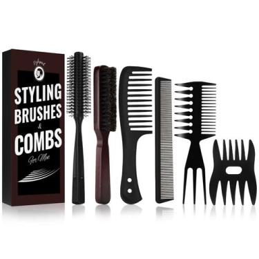 Imagem de Conjunto de escovas de cabelo e barba Dylapick Boar Bristle para homen
