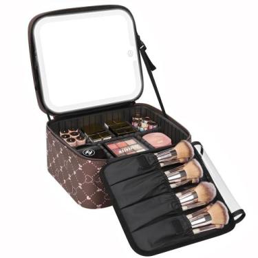 Imagem de Bolsa de maquiagem Relavel Travel com espelho LED e luz ajustável