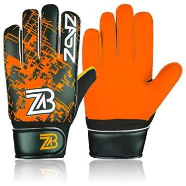 Imagem de ZABZ Luvas de goleiro juvenil luvas de futebol infantil luvas de futebol para crianças com aderência extra palma e proteção de pulso Guantes de Portero (laranja, 7)