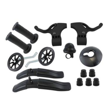 Imagem de Kit de Montagem Bicicleta Infantil Aro 16 com rodinhas Manopla Para-lama Buzina manete freio PRETO