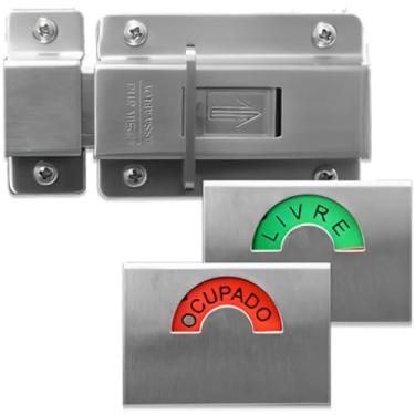 Imagem de Ferrolho Fecho Tarjeta Fechadura Livre e Ocupado Inox Escovado | Silvana