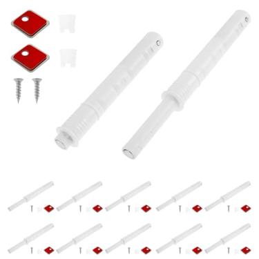 Imagem de Pacote com 12 travas magnéticas para trava de porta de empurrar para abrir o armário, trava magnética de armário para armários, fechadura de porta deslizante de gaveta de armário (branco longo)