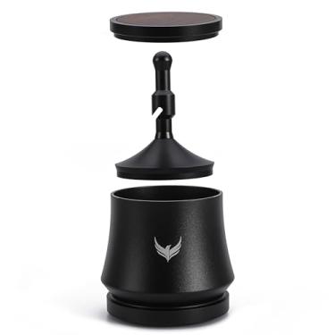 Imagem de KNODOS Coqueteleira de café expresso Blind 54 mm com tampa de nogueira | Ferramenta de distribuição de grãos de café premium para máquinas de café expresso Breville | Copo dosador magnético de 54 mm