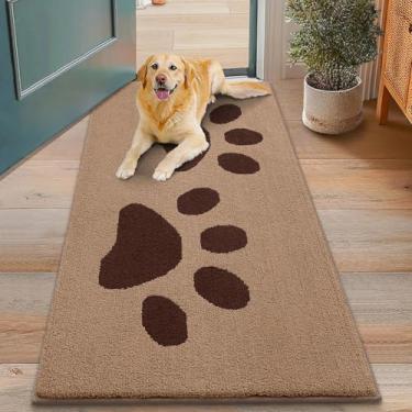 Imagem de Smiry Tapete de porta de cachorro para patas enlameadas 121 x 76 cm, capacho antiderrapante lavável, tapete de entrada absorvente para piso interno, bege