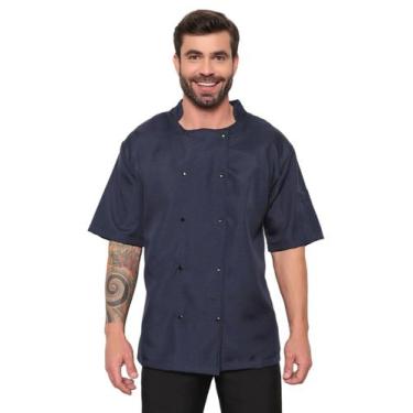 Imagem de Dolma Chef Masculina Manga Curta Azul Marinho Milão - Gardenia Jalecos