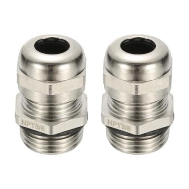 Imagem de PATIKIL Prensa-cabos elétricos à prova d'água, NPT3/8, 2 peças, 5/81.3 cm - 5/40.6 cm, cabo de latão niquelado, conector de fio elétrico protetor de fio para caixa de cabos ao ar livre caixa de junção