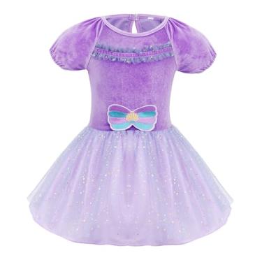 Imagem de Meland Fantasia de princesa bebê – Fantasia de Halloween para meninas de 6 meses a 3 anos, vestido de princesa sereia para crianças pequenas (sereia roxa, 2-3T)
