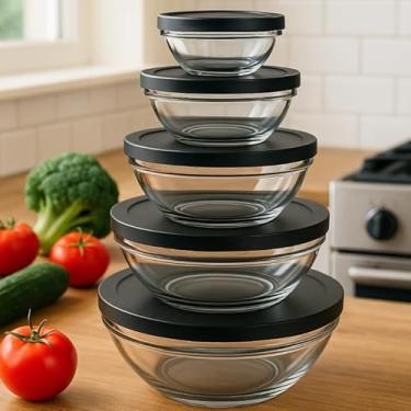 Imagem de Conjunto 5 Bowls Vidro e Tampa Plastica Vista Home