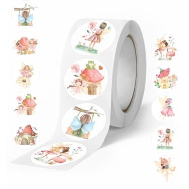 Imagem de 500 pçs rolo de adesivos de fadas, lembrancinhas de festa de fadas da floresta decorações de primeiro aniversário adesivos à prova d'água para garrafa de água, laptop, bagagem, envelopes, presentes