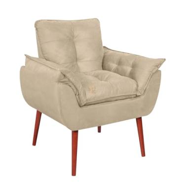 Imagem de Poltrona Vit Decorativa em Suede – Estrutura em Madeira de Eucalipto, Espuma D-26 e Pés Palito 25cm, Design Moderno e Confortável para Sala, Quarto ou Escritório (Bege)