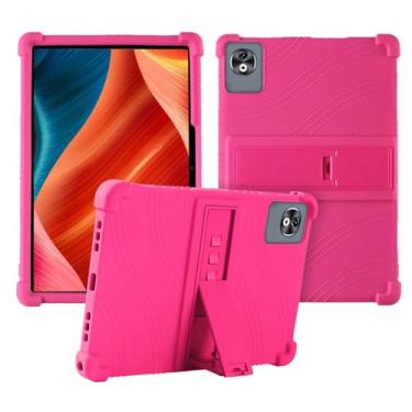 Imagem de Capa para tablet DOOGEE T40 Pro de 12 polegadas, capa protetora de silicone macio, adequada para crianças, suporte ajustável, 4 cantos, à prova de choque, rosa