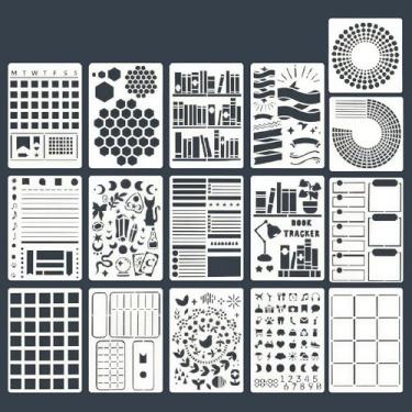 Imagem de Conjunto de 16 peças de estênceis de diário, suprimentos de agenda, estênceis de planejamento, modelos de desenho, kit de acessórios para criar calendários, agenda, diário, faça você mesmo, cartões