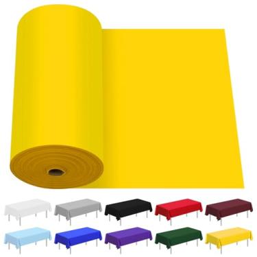 Imagem de CC-SLZP Toalha de mesa de plástico, 1,5 m x 137 cm, toalha de mesa descartável premium para piquenique, festa, banquete, aniversário, casamento, aniversário (amarelo)