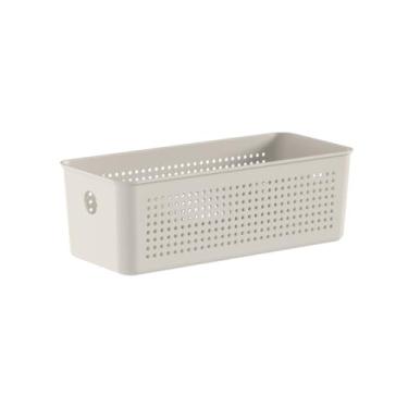 Imagem de Cesto Organizador OU Flow - Multiuso para Cozinha, Banheiro e Lavanderia - Praticidade, Organização Inteligente e Design Moderno (Bege, Cesto 27 x 12 x 09cm)