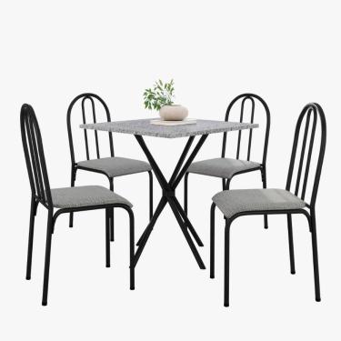 Imagem de Kit Mesa Diamante 544 Sala de Jantar 4 Cadeiras Pés Tubular