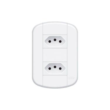 Imagem de Tomada Dupla Fame Blanc+ 2p+t 10a Com Placa 4x2 Branca