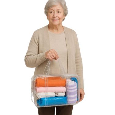 Imagem de Sacola Bolsa Transparente Plástica Grosso Visível Tamanho P