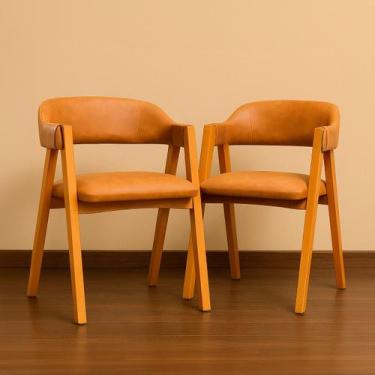 Imagem de Kit 2 Cadeiras Escandinavas Malaga Ergonomica Organica Madeira Maciça 